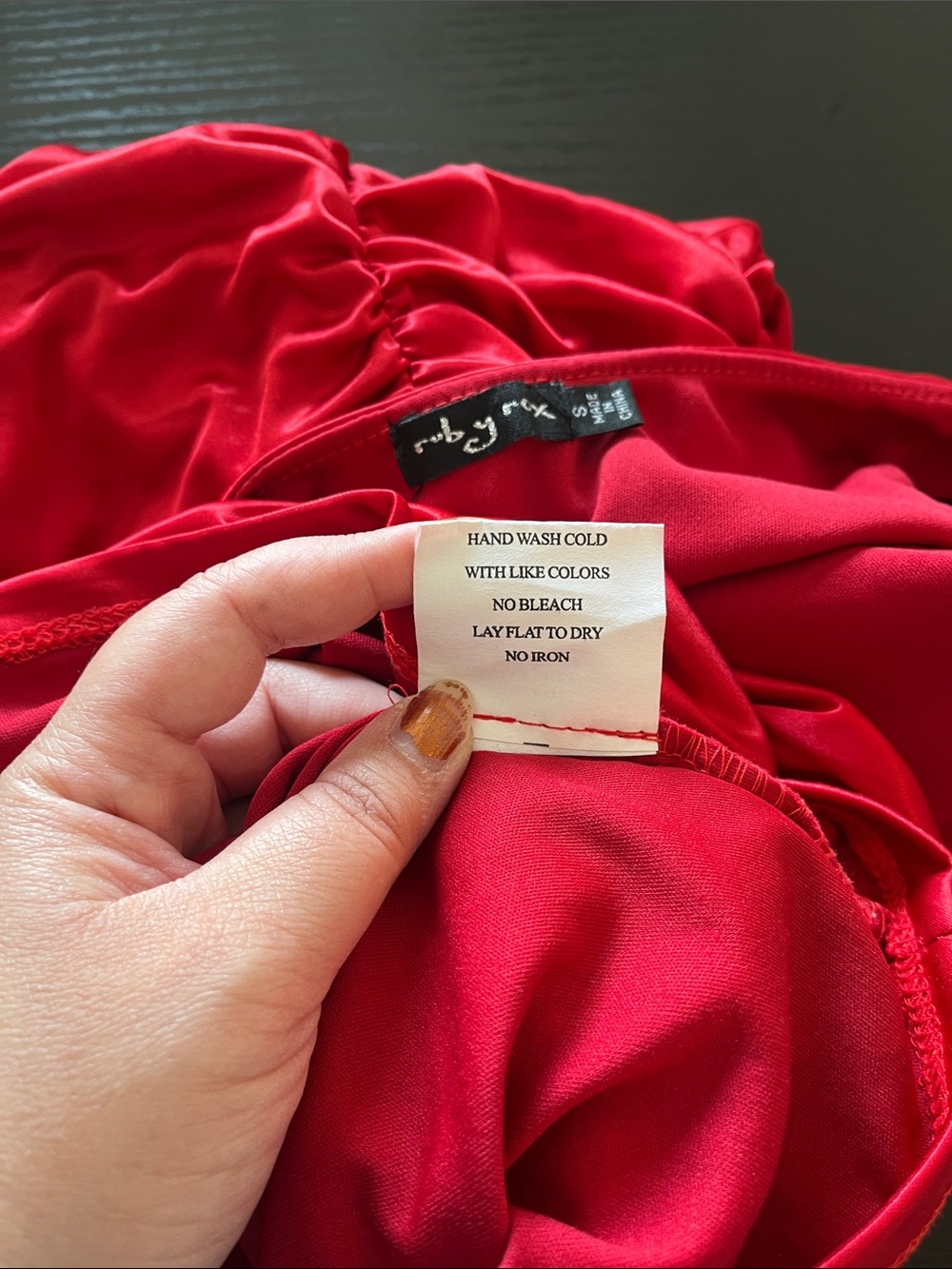 Ruby Rox Red One-Shoulder Ruffled Satin Dress - Picture 4 of 5
